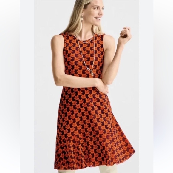 Cabi Playday Flip A Line Dress 6370 Mesh Reversible Orange Floral Size M - Picture 1 of 10